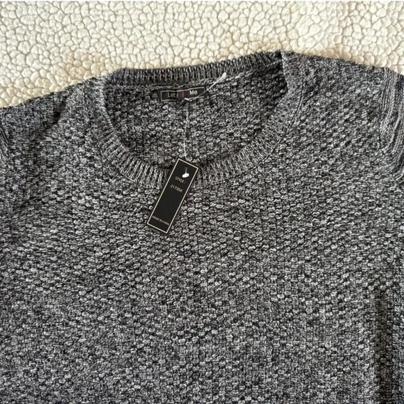 Lety & Me Ariana Gray Black Elbow Patch Knit Sweater Size Large - Picture 6 of 13